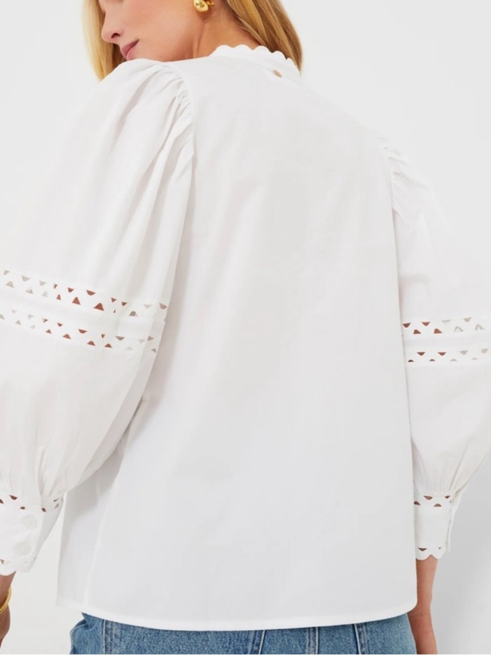 NWT Antik Batik Women’s White Rodo Blouse Size Small S Ric Rac Trimmed Shirt - Picture 4 of 7